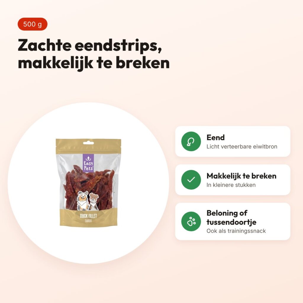 Easypets eendenfilet 500 g – zachte strips, makkelijk te breken – voordelen