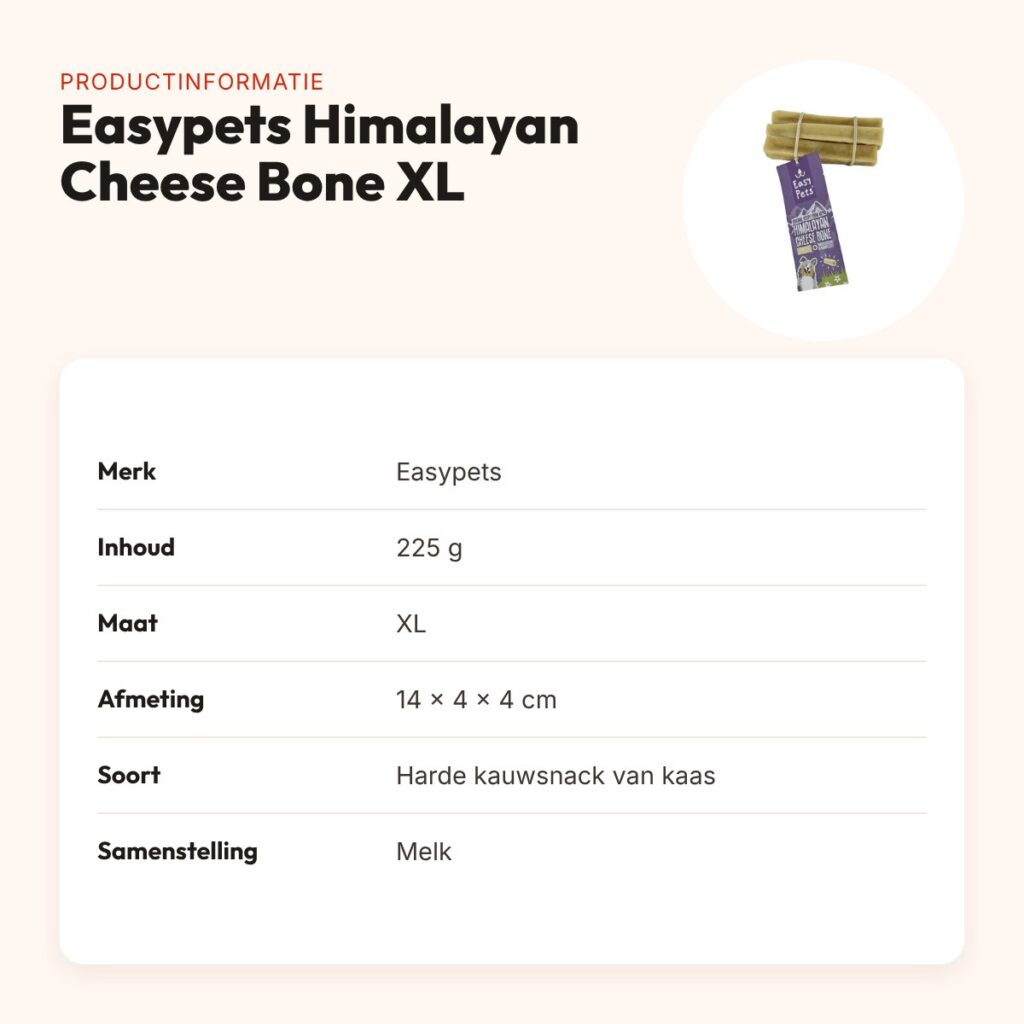 Easypets Himalayan Cheese Bone kauwsnack XL 225 g – voor honden – productinformatie