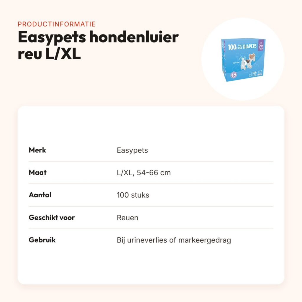 Easypets hondenluiers reu L/XL 54-66 cm – 100 stuks – productinformatie