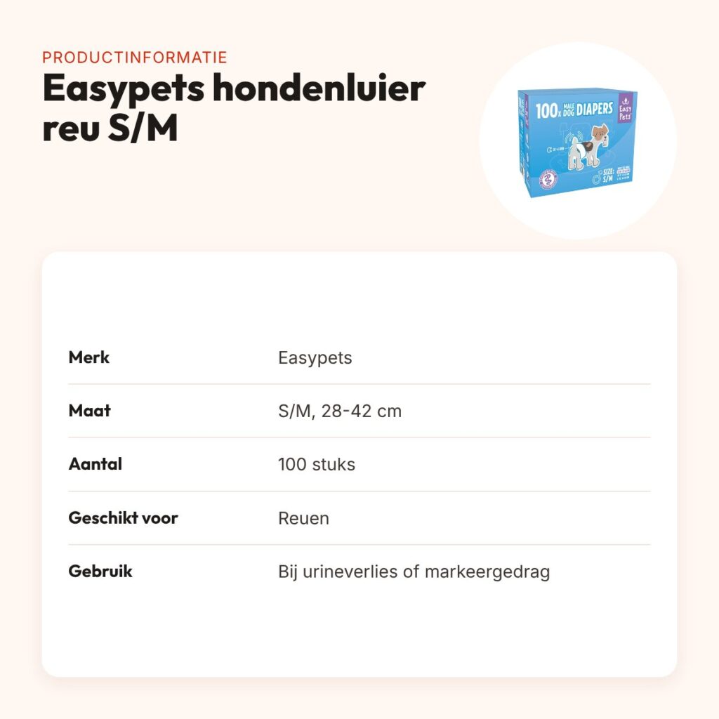 Easypets hondenluiers reu S/M 28-42 cm – 100 stuks – productinformatie