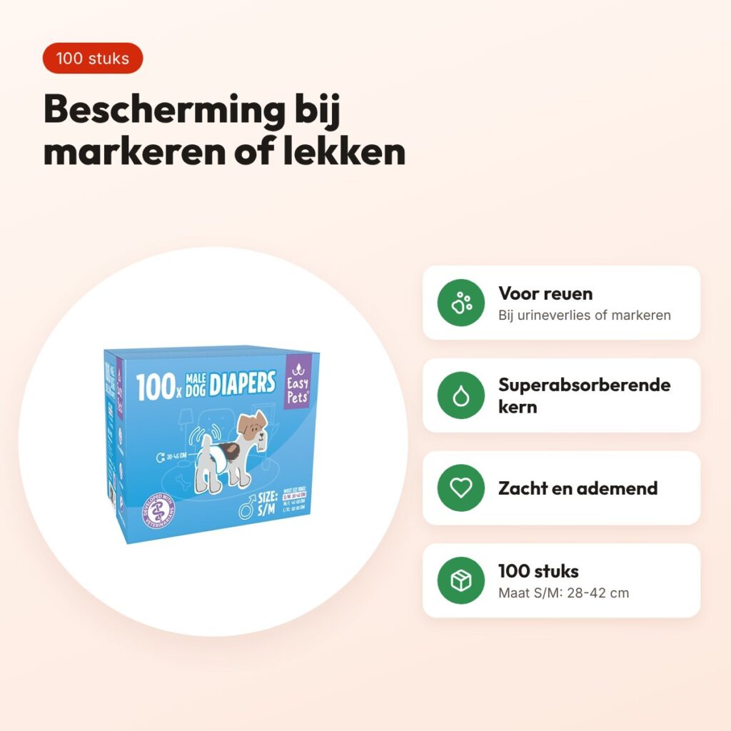 Easypets hondenluiers reu S/M 28-42 cm – 100 stuks – voordelen