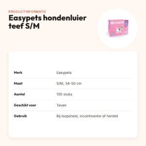 Easypets hondenluiers teef S/M 34-50 cm – 100 stuks – productinformatie