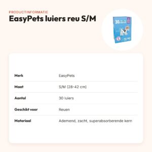 EasyPets hondenluiers voor reuen S/M 30 stuks – superabsorberend – productinformatie