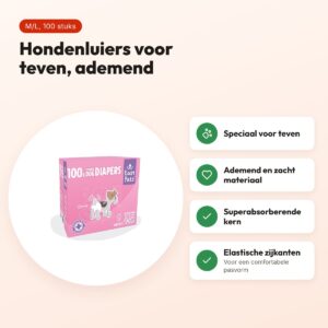 EasyPets hondenluiers voor teven M/L 100 stuks – ademend, absorberend – voordelen