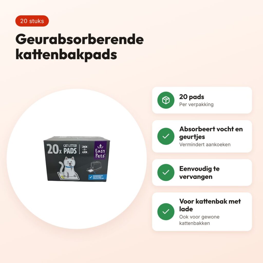 Easypets kattenbakpads 42 x 32 cm – geurabsorberend, 20 stuks – voordelen