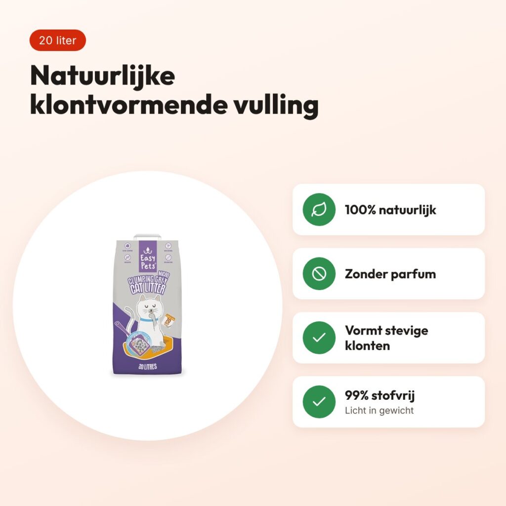 Easypets kattenbakvulling Clumping Grey Micro 20 liter – klontvormend – voordelen