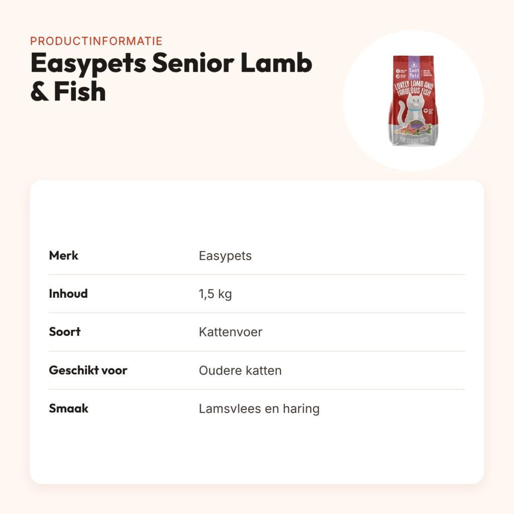 Easypets kattenvoer Senior Lovely Lamb & Fabulous Fish 1,5 kg – productinformatie
