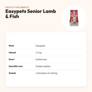 Easypets kattenvoer Senior Lovely Lamb & Fabulous Fish 1,5 kg – productinformatie