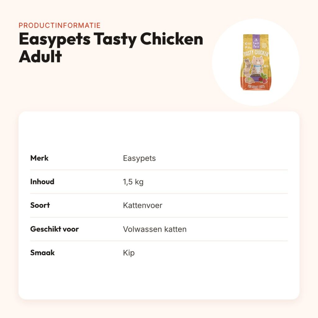 Easypets kattenvoer Tasty Chicken Adult 1,5 kg – kip – productinformatie