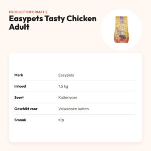 Easypets kattenvoer Tasty Chicken Adult 1,5 kg – kip – productinformatie