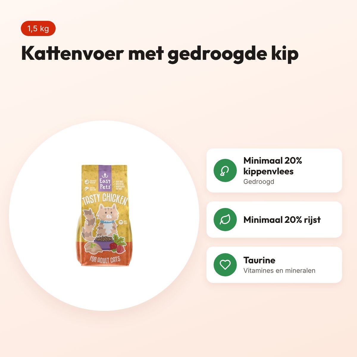 Easypets kattenvoer Tasty Chicken Adult 1,5 kg – kip – voordelen