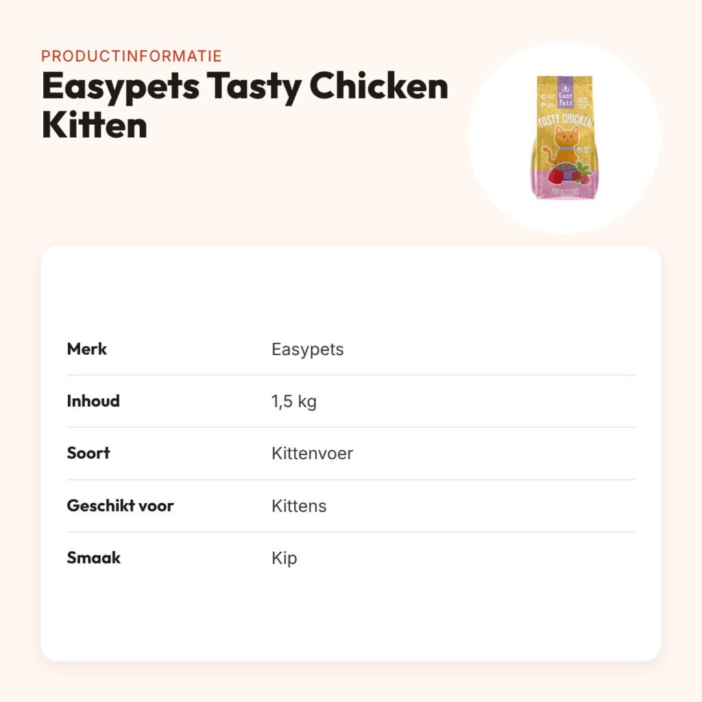 Easypets kittenvoer Tasty Chicken Kitten 1,5 kg – kip – productinformatie