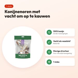 Easypets konijnenoren met vacht 7 stuks – 100% konijn – voordelen