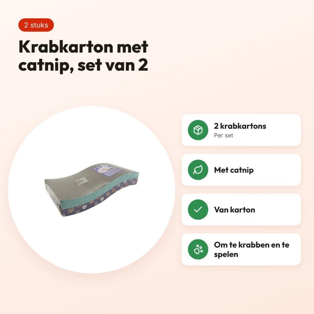 Easypets krabkarton Wave met catnip – set van 2 stuks – voordelen