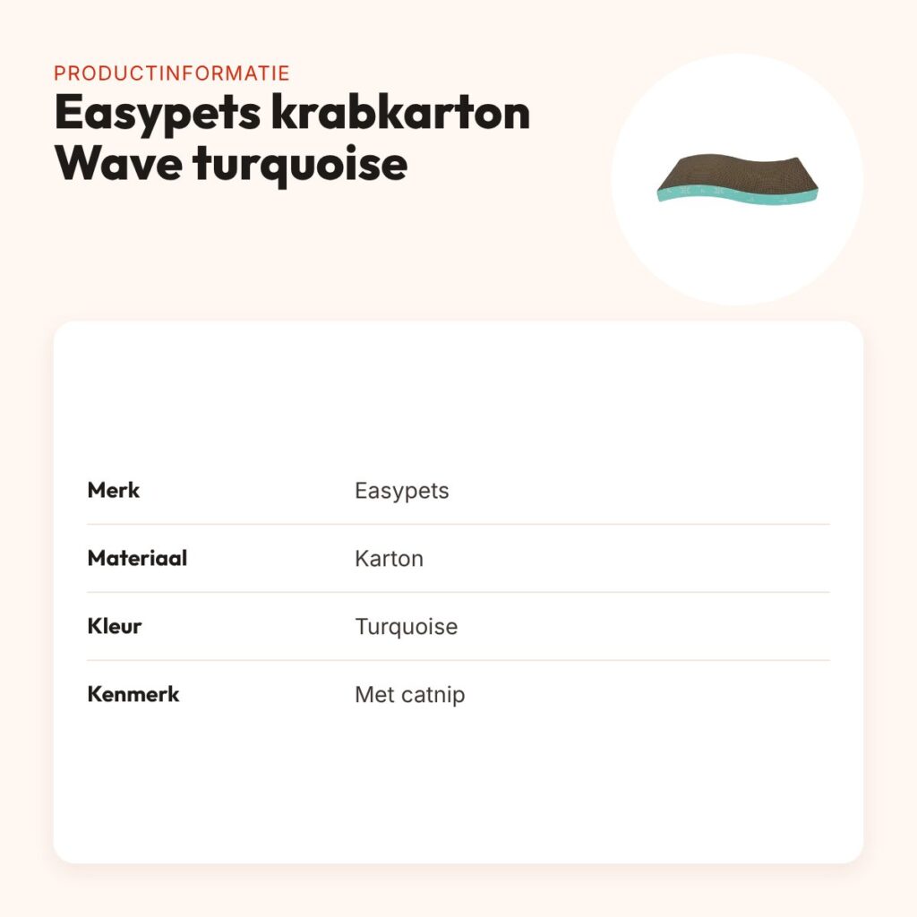 Easypets krabkarton Wave turquoise met catnip – productinformatie