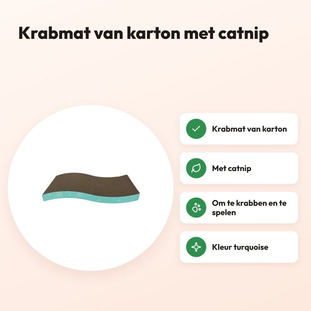 Easypets krabkarton Wave turquoise met catnip – voordelen