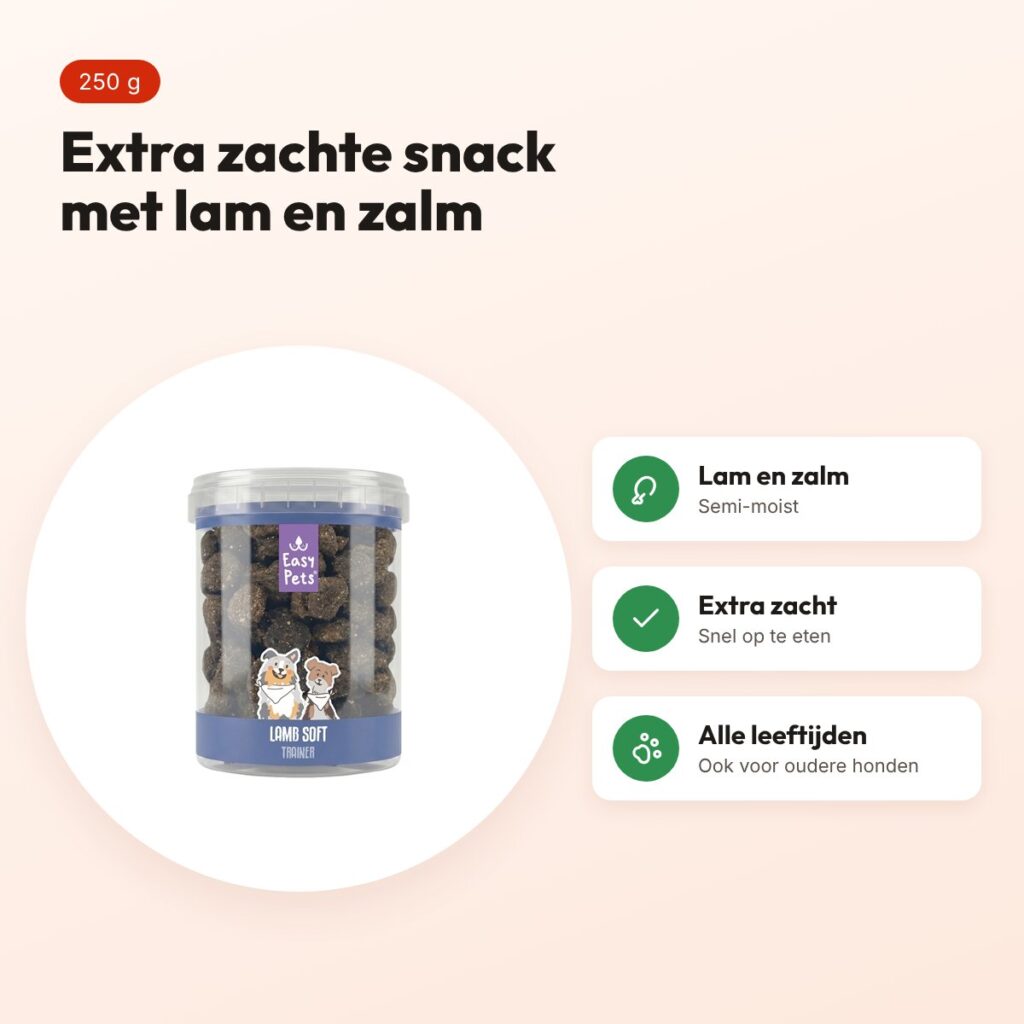 Easypets lam trainers zacht 250 g – semi-moist met lam en zalm – voordelen