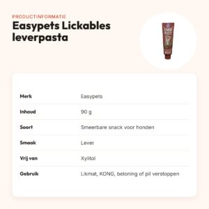 Easypets Lickables leverpasta 90 g – smeerbare snack voor honden – productinformatie