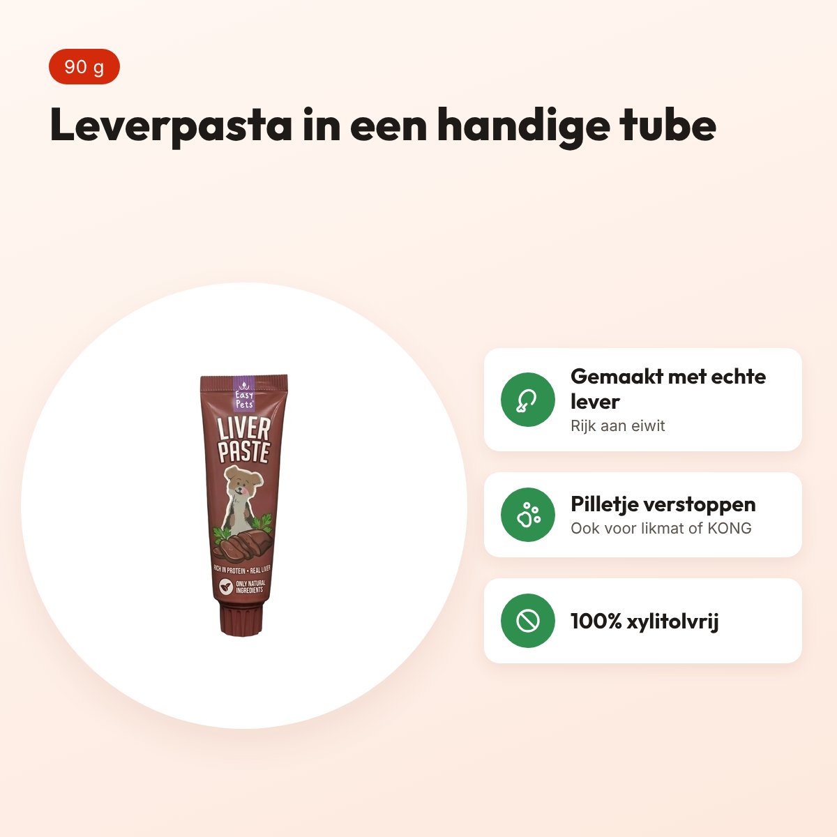 Easypets Lickables leverpasta 90 g – smeerbare snack voor honden – voordelen