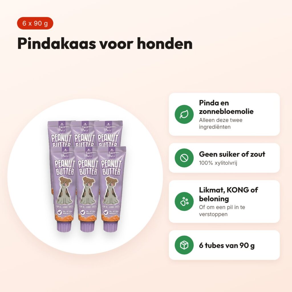 Easypets Lickables pindakaas 6 x 90 g – zonder toegevoegd suiker en zout – voordelen