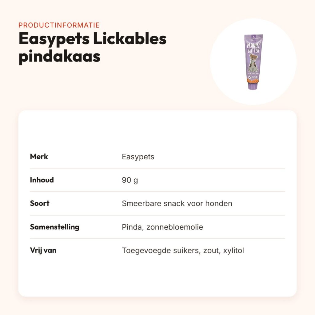 Easypets Lickables pindakaas 90 g – smeerbaar voor honden – productinformatie