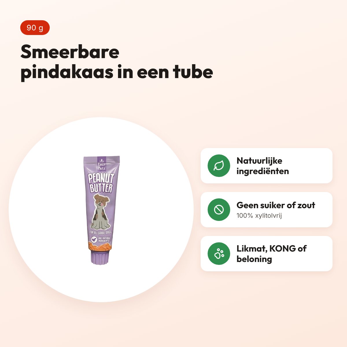 Easypets Lickables pindakaas 90 g – smeerbaar voor honden – voordelen