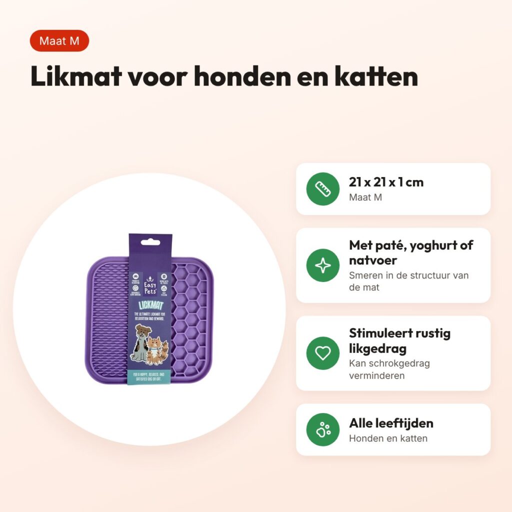 Easypets likmat Paars M 21 x 21 cm – voor honden en katten – voordelen