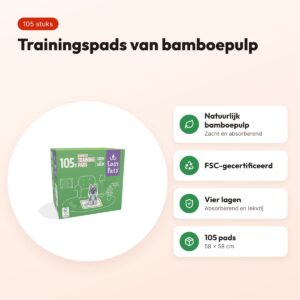 Easypets puppy training pads bamboe 58 x 58 cm – 105 stuks – voordelen