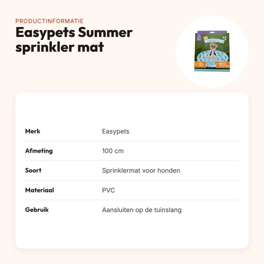 Easypets Summer sprinkler mat voor honden 100 cm – productinformatie