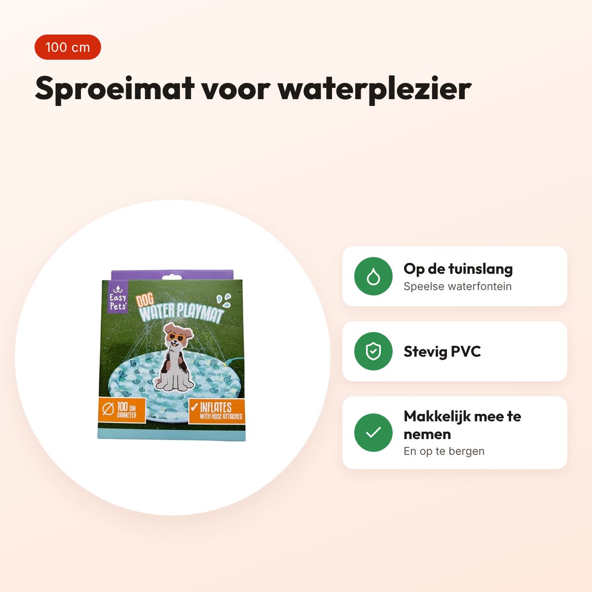 Easypets Summer sprinkler mat voor honden 100 cm – voordelen