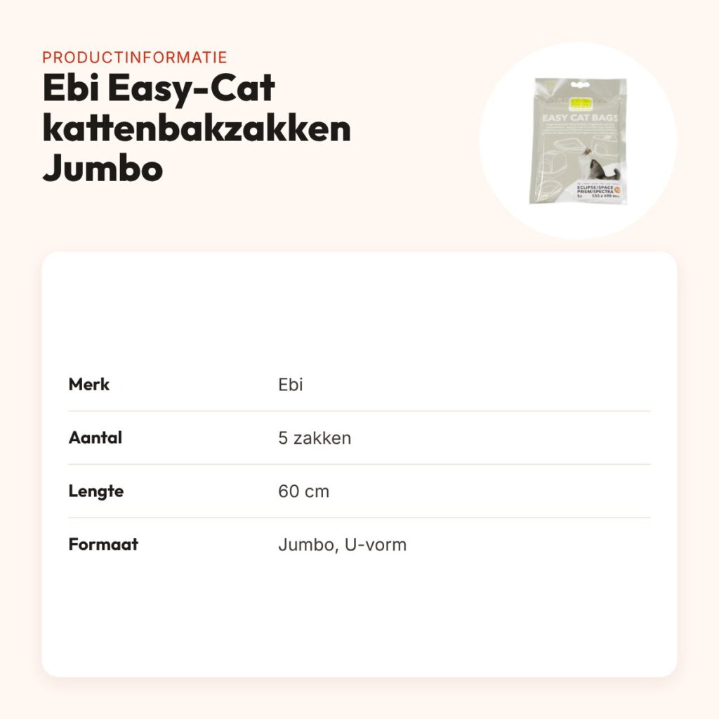 Ebi Easy-Cat kattenbakzakken Jumbo U-vorm 60 cm – 5 stuks – productinformatie