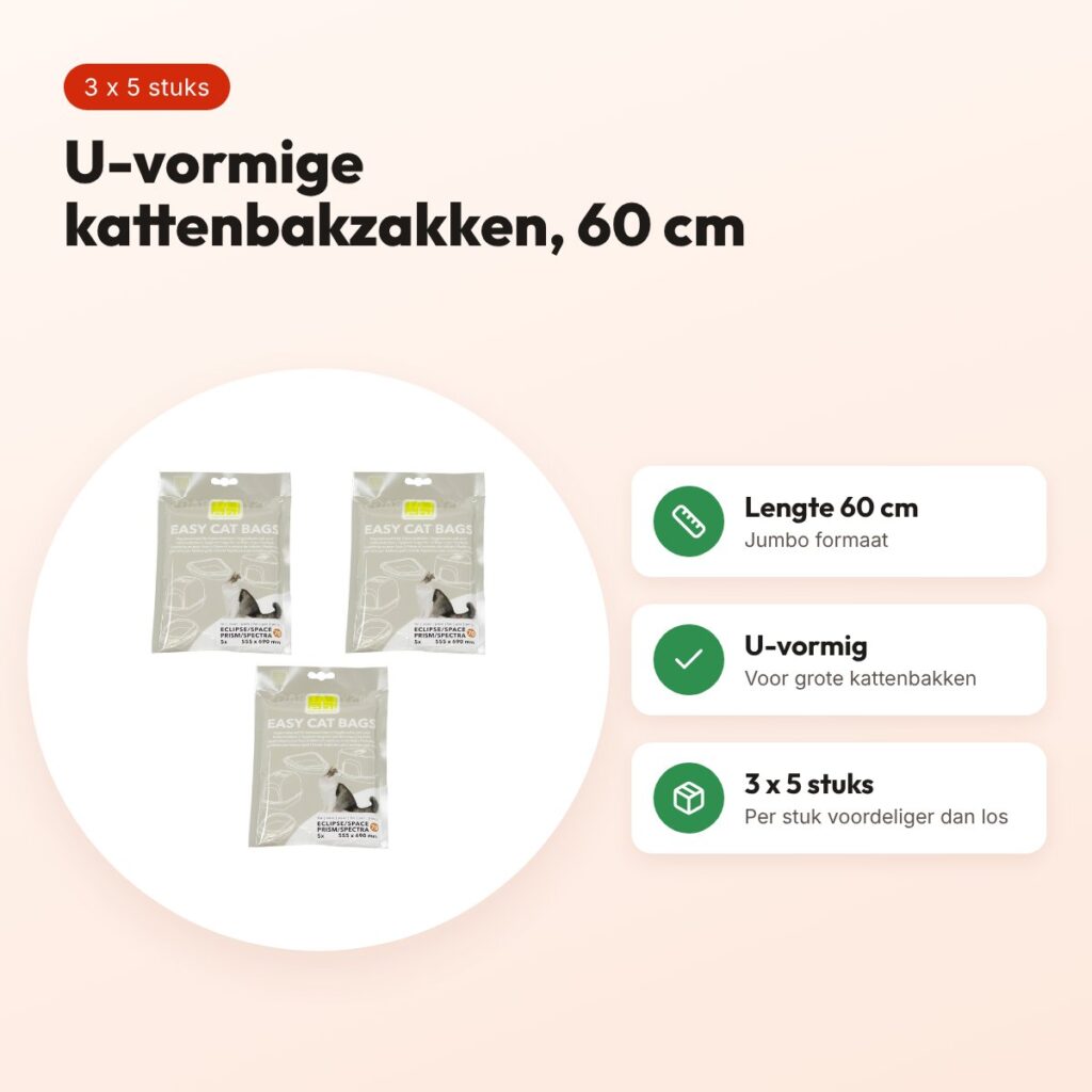 EBI kattenbakzakken Jumbo U-vorm 60 cm – multipack 3 x 5 stuks – voordelen