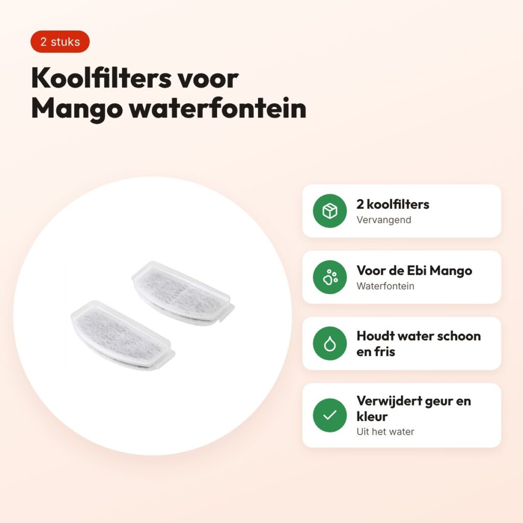Ebi Water Feeder koolfilter voor Mango waterfontein – 2 stuks – voordelen