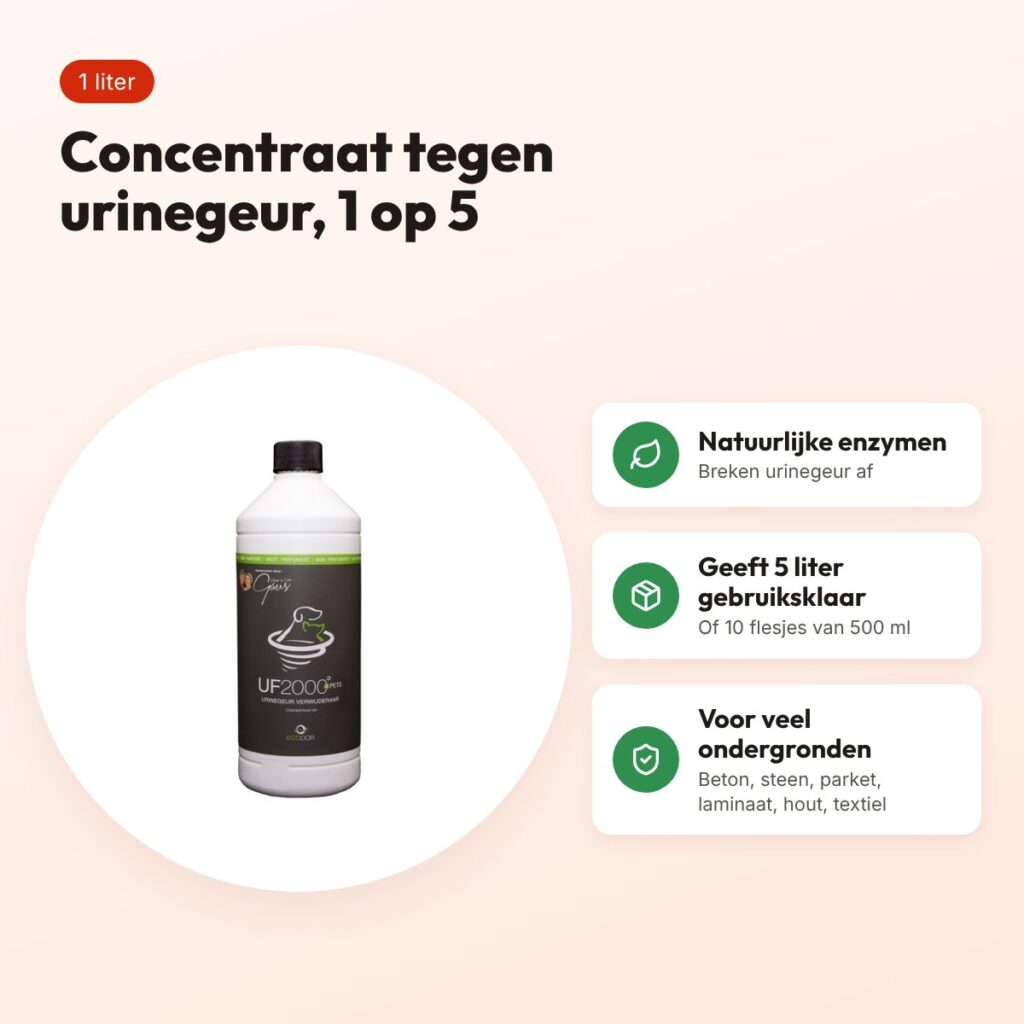 Ecodor UF2000 4Pets urinegeurverwijderaar 1 liter – concentraat 1 op 5 – voordelen