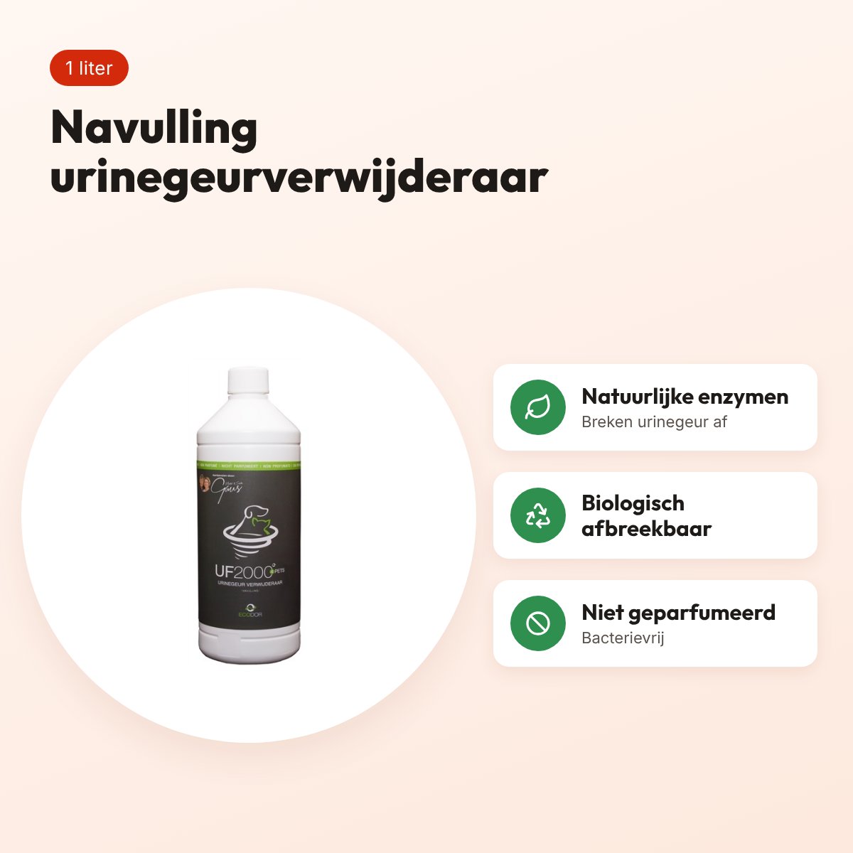 Ecodor UF2000 4Pets urinegeurverwijderaar navulling 1 liter – voordelen