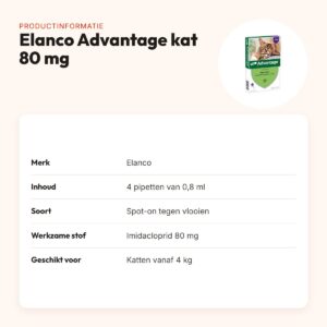 Elanco Advantage kat 80 mg spot-on 4 pipetten – katten vanaf 4 kg – productinformatie