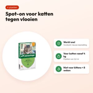Elanco Advantage spot-on kat vanaf 4 kg 0,8 ml – 4 pipetten – voordelen