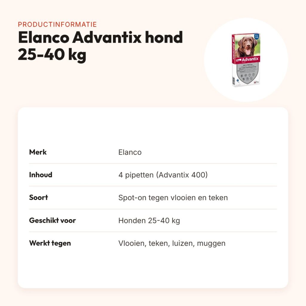 Elanco Advantix spot-on hond 25-40 kg – 4 pipetten – productinformatie