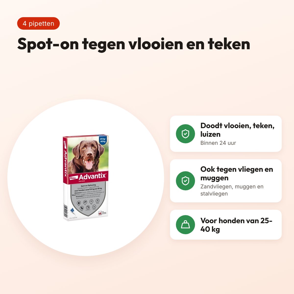 Elanco Advantix spot-on hond 25-40 kg – 4 pipetten – voordelen