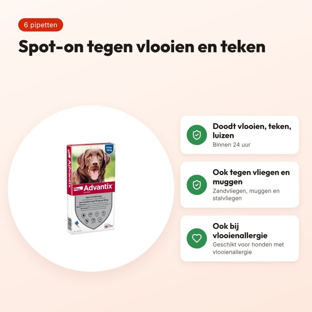 Elanco Advantix spot-on hond 25-40 kg – 6 pipetten van 4 ml – voordelen