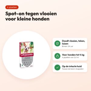 Elanco Advantix spot-on hond tot 4 kg – 4 pipetten van 0,4 ml – voordelen
