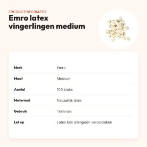 Emro latex vingerlingen medium 100 stuks – voor trimmen, poederabsorberend – productinformatie