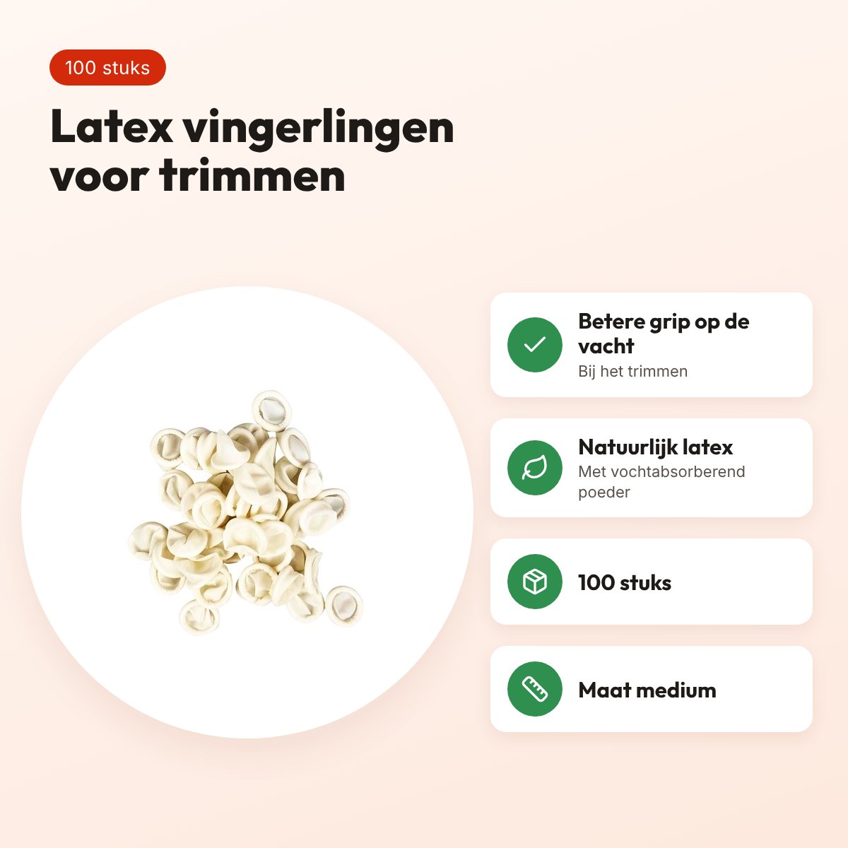 Emro latex vingerlingen medium 100 stuks – voor trimmen, poederabsorberend – voordelen