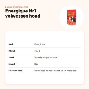 Energique Nr1 volwassen hond hondenvoer 750 g – kip – productinformatie