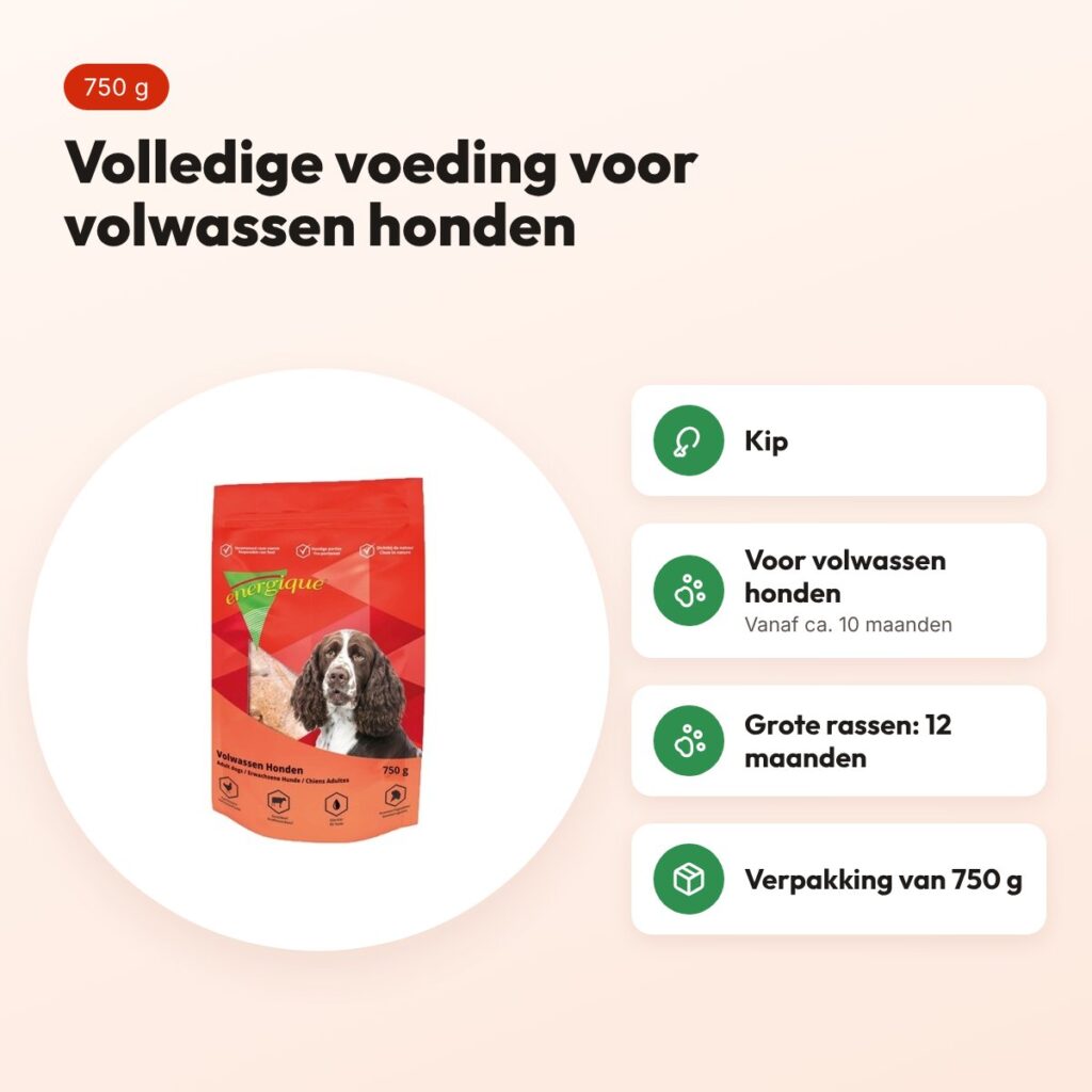 Energique Nr1 volwassen hond hondenvoer 750 g – kip – voordelen