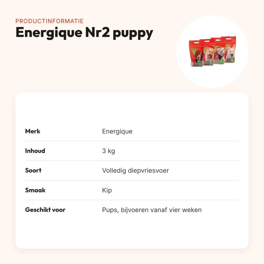 Energique Nr2 puppy hondenvoer 3 kg – kip – productinformatie