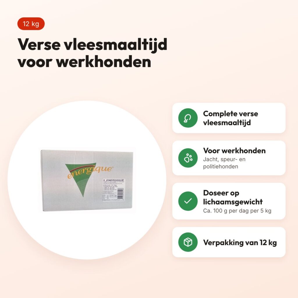 Energique Nr3 werkhond hondenvoer 12 kg – verse vleesmaaltijd – voordelen