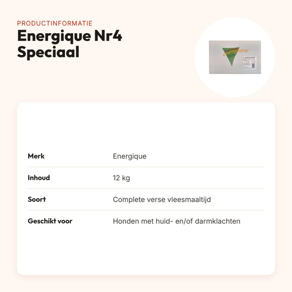 Energique Nr4 Speciaal hondenvoer 12 kg – huid- en darmklachten – productinformatie