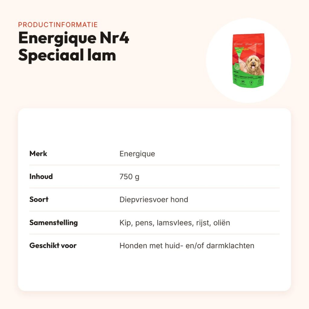 Energique Nr4 Speciaal hondenvoer 750 g – lam, bij huid- en darmklachten – productinformatie