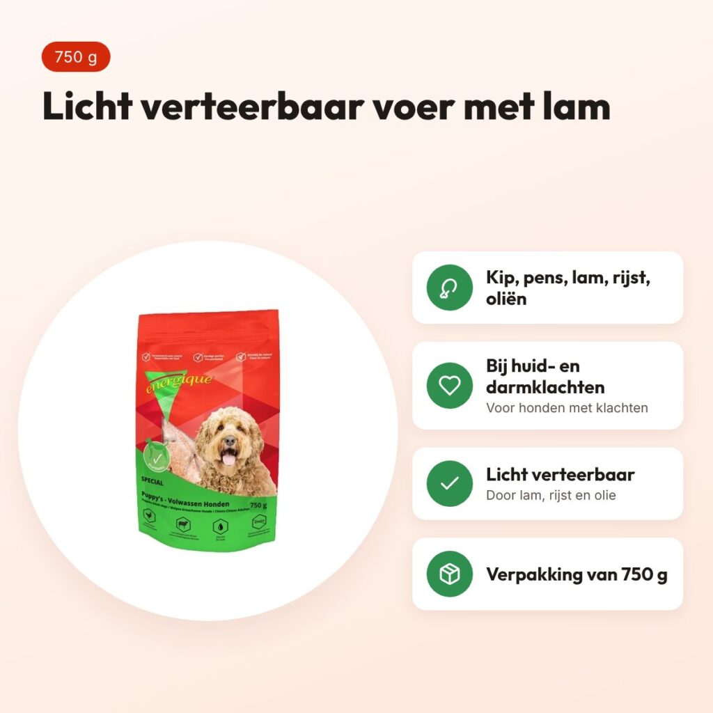 Energique Nr4 Speciaal hondenvoer 750 g – lam, bij huid- en darmklachten – voordelen